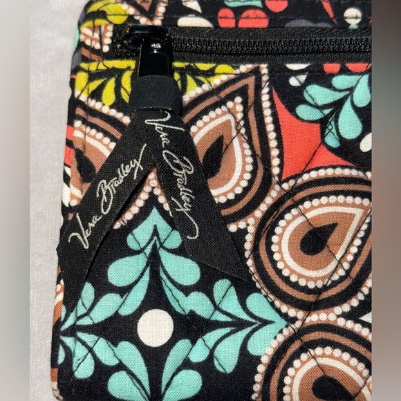 VERA BRADLEY Paisley Floral Embroidered Boho Black Wallet Wrist Strap Clutch - Picture 12 of 13